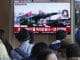 A TV broadcast in Seoul, South Korea, showing file footage of North Korea’s missiles on Saturday. North Korea fired several unidentified short-range projectiles off its eastern coast.