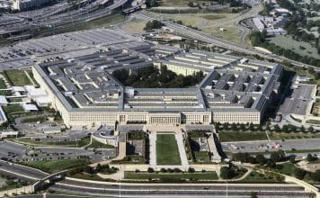 An aerial view of the Pentagon building photographed on Sept. 24, 2017.