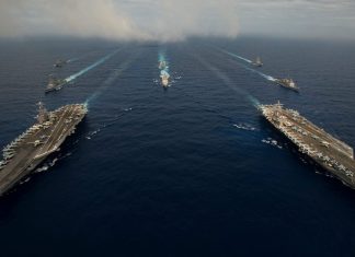 Japan-based U.S. aircraft carrier in the South China Sea