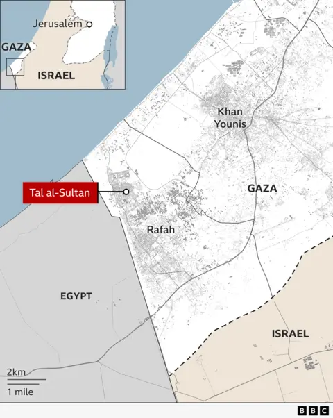 Map showing location of Sinwar's killing