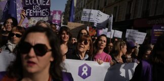 Thousands march in Paris for women’s rights, led by rape survivor Gisèle Pelicot
