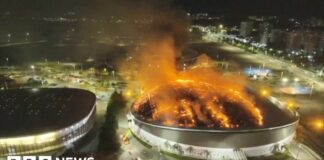 Watch: Fire damages roof of Rio's Olympic velodrome