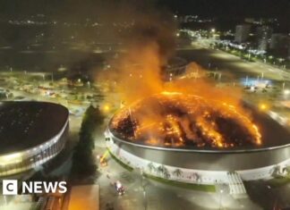 Watch: Fire damages roof of Rio's Olympic velodrome