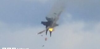 Moment two fighter jets collide mid-air at US air show