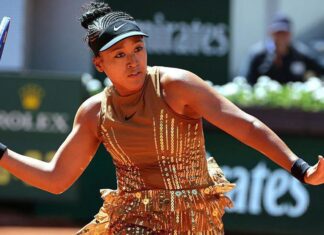Osaka sparkles in golden French Open outfit