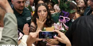 Eurovision winner Dara arrives to screaming fans in Bulgaria